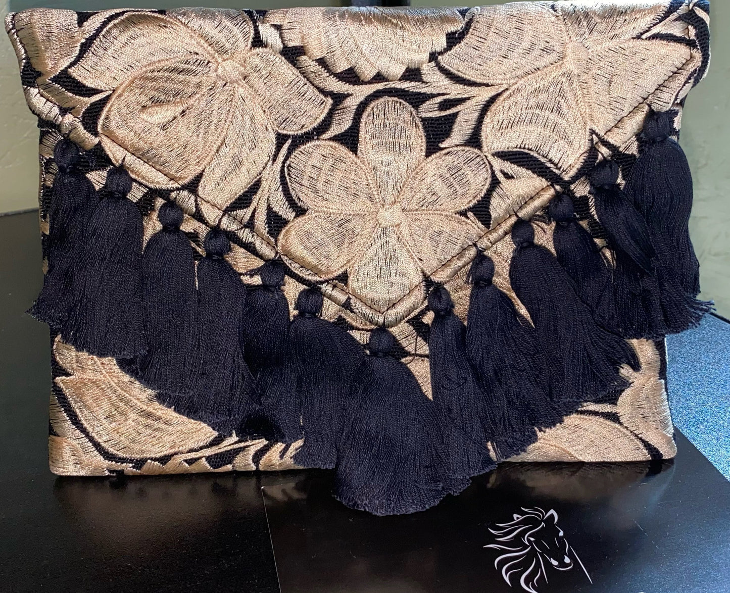 Embroidered Handbag Black