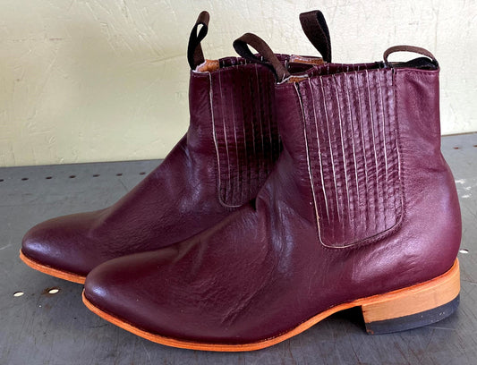 Red Wine Leather Booties