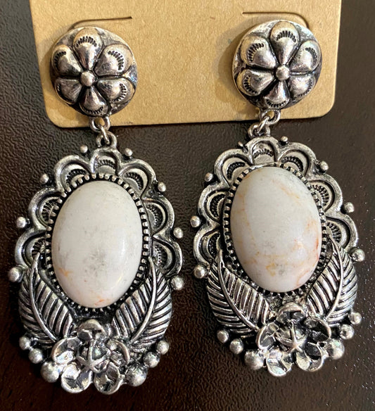 White Drop Earrings