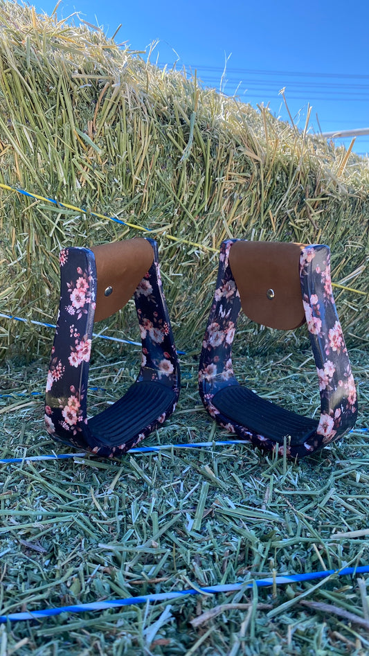 Pink Flower Stirrups