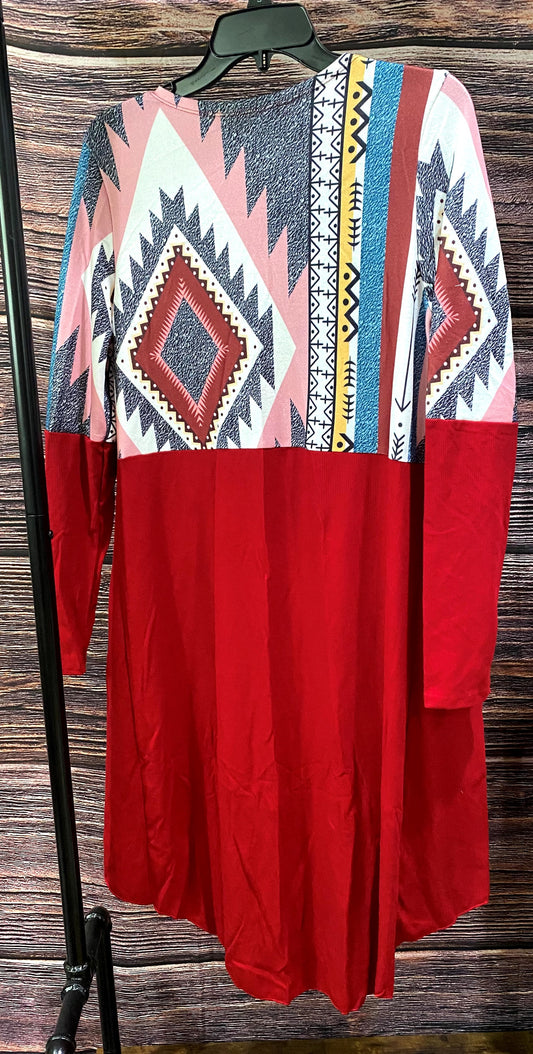 Tribal Printed Open Front Cardigan