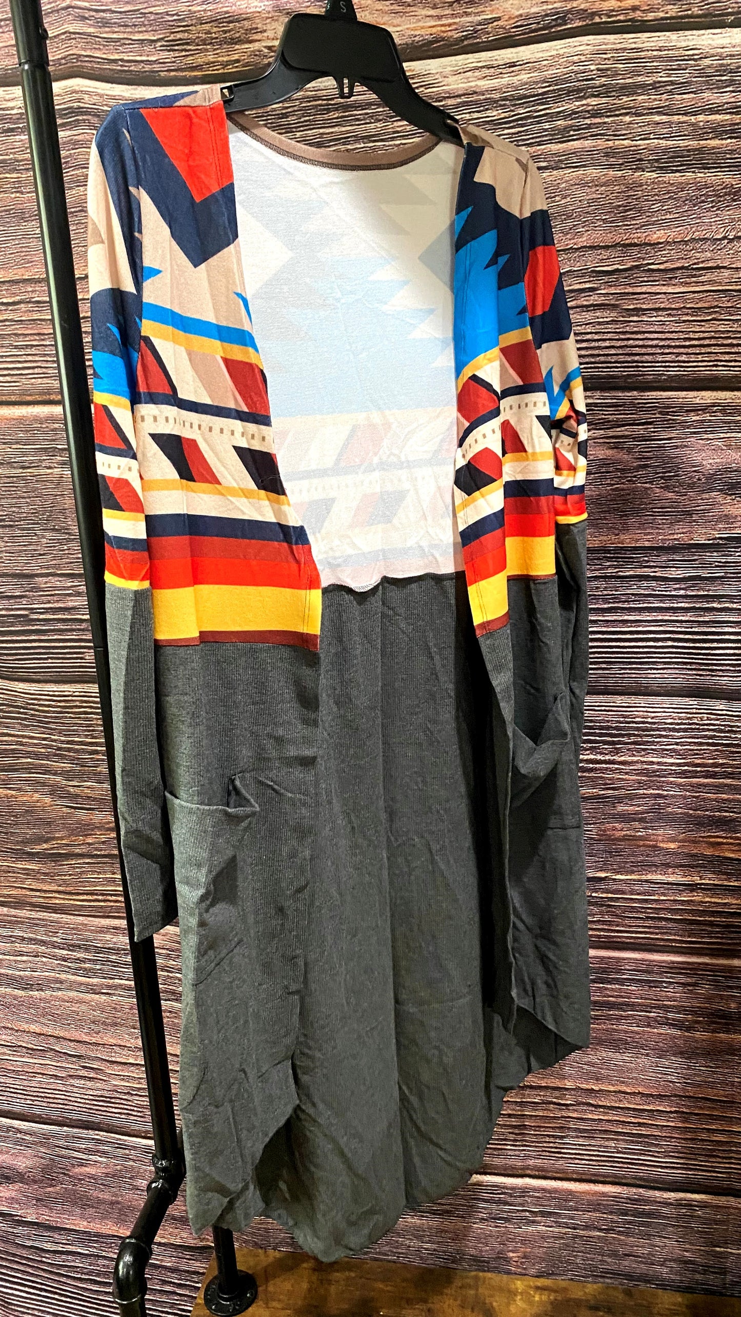 Tribal Printed Open Front Cardigan