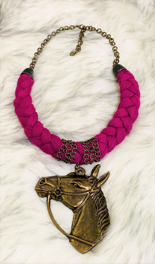 Fuchsia Horse Necklace