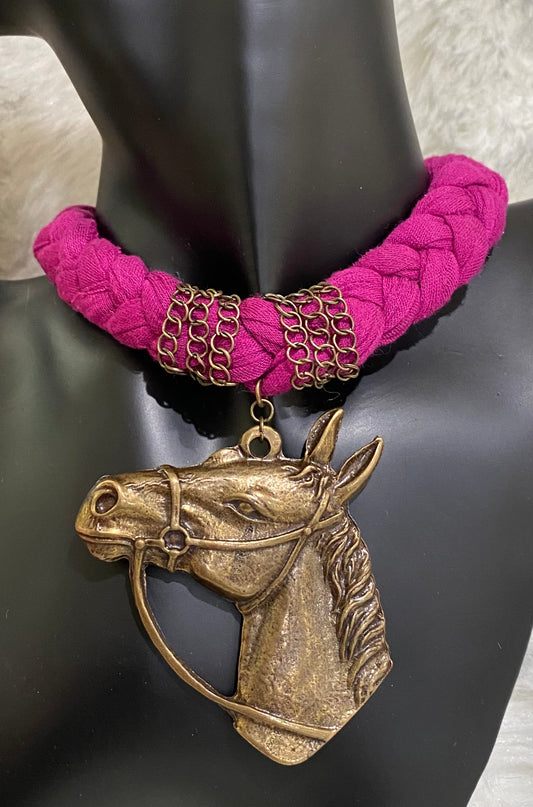 Fuchsia Horse Necklace