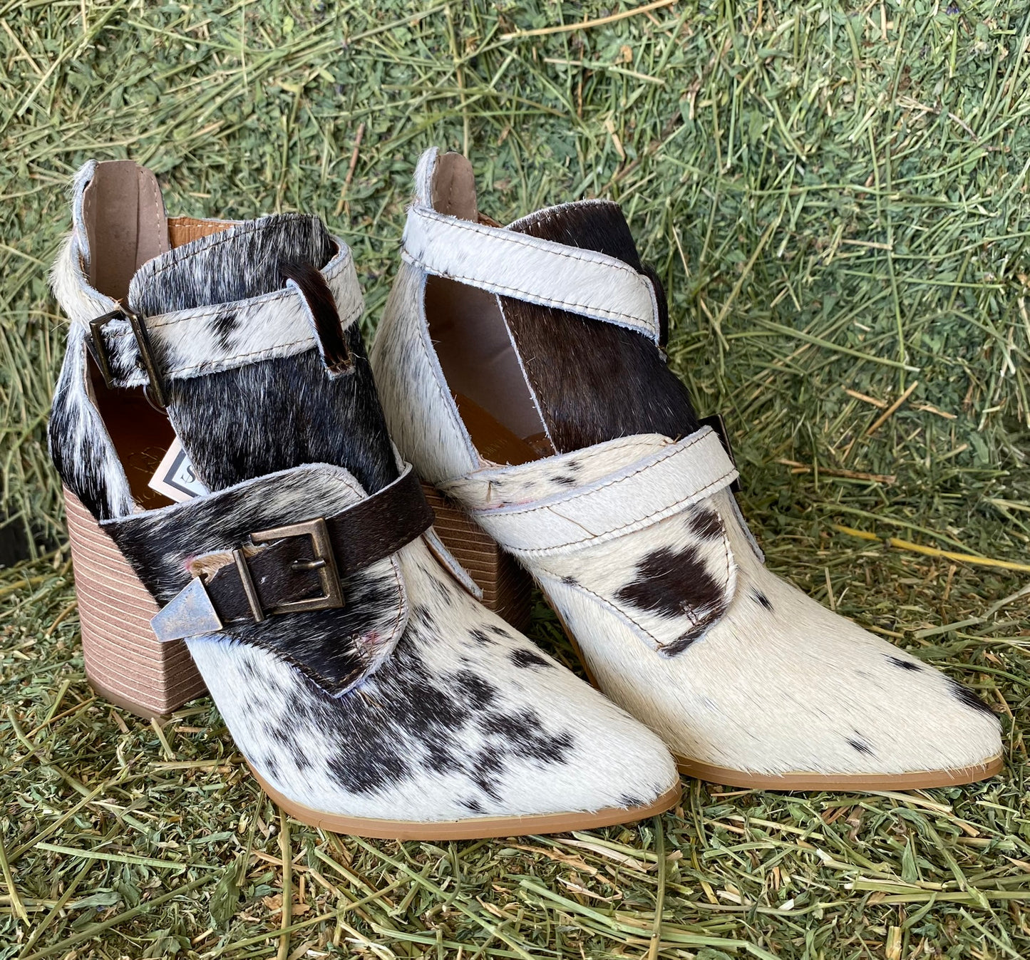 Cowhide Buckle Bootie