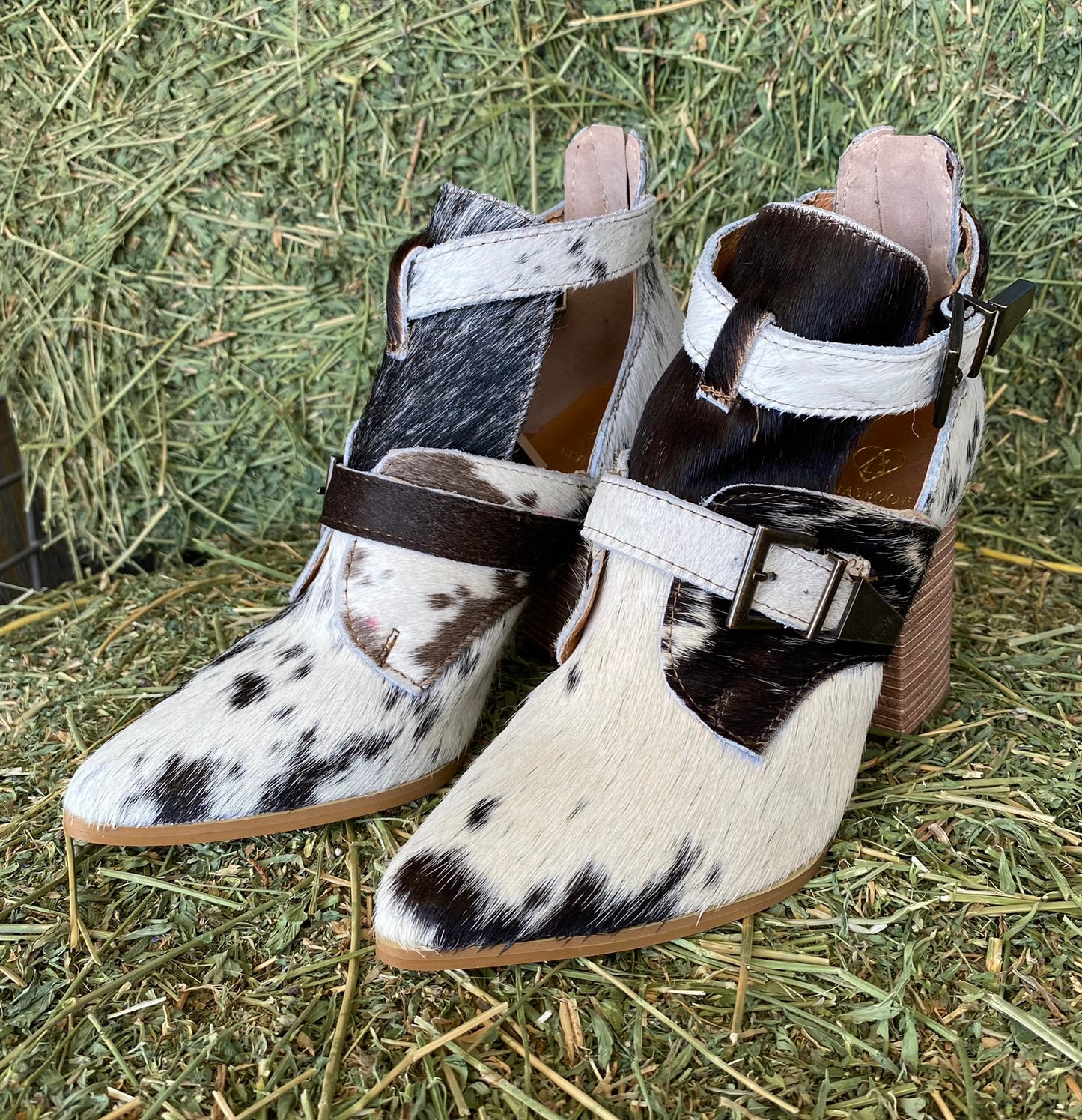 Cowhide Buckle Bootie