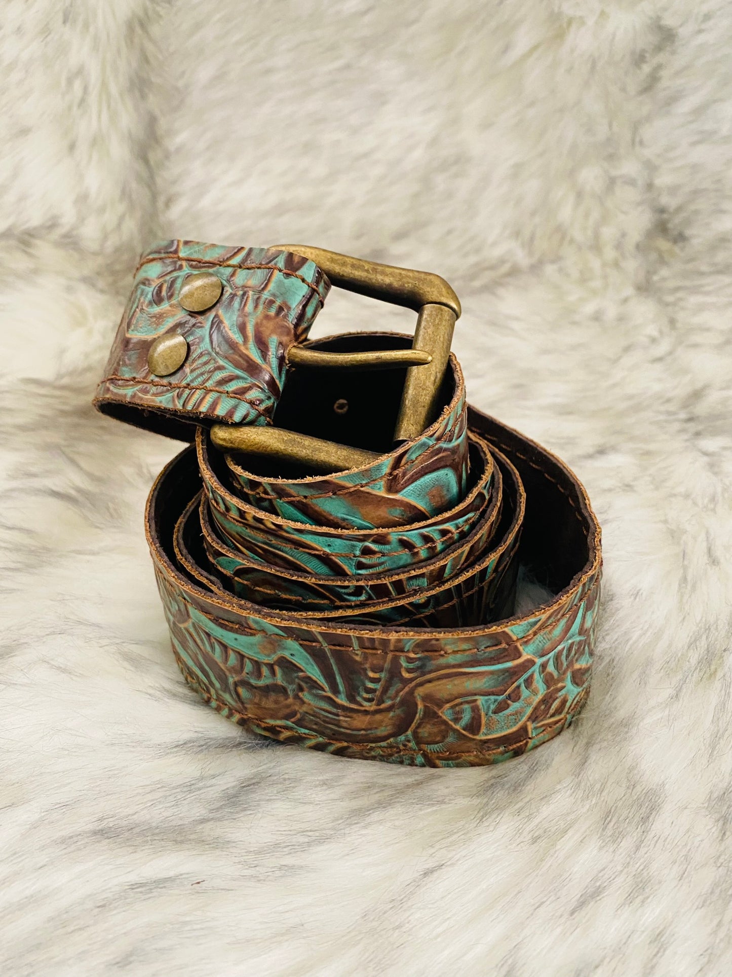 Teal Leather Belt