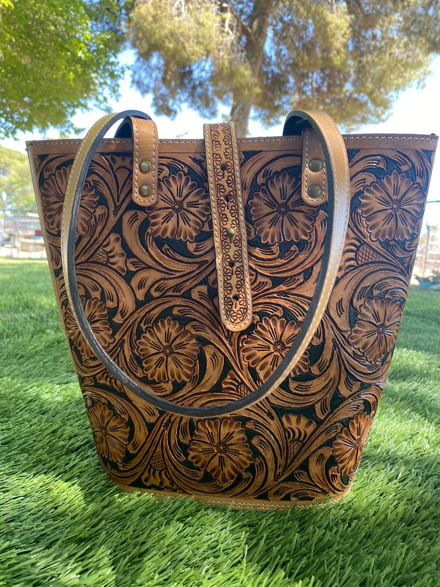 Handtooled Leather Handbag