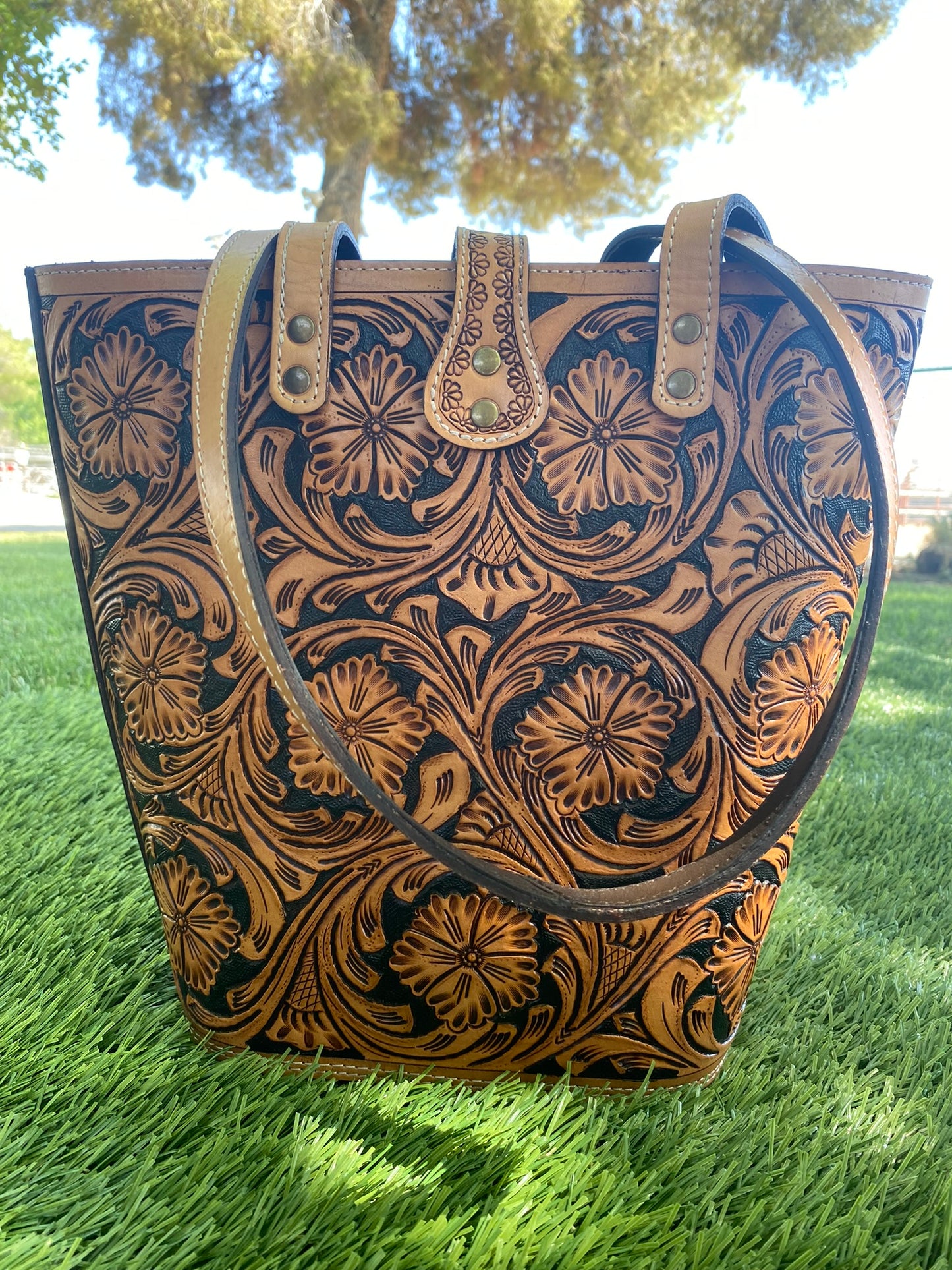 Handtooled Leather Handbag