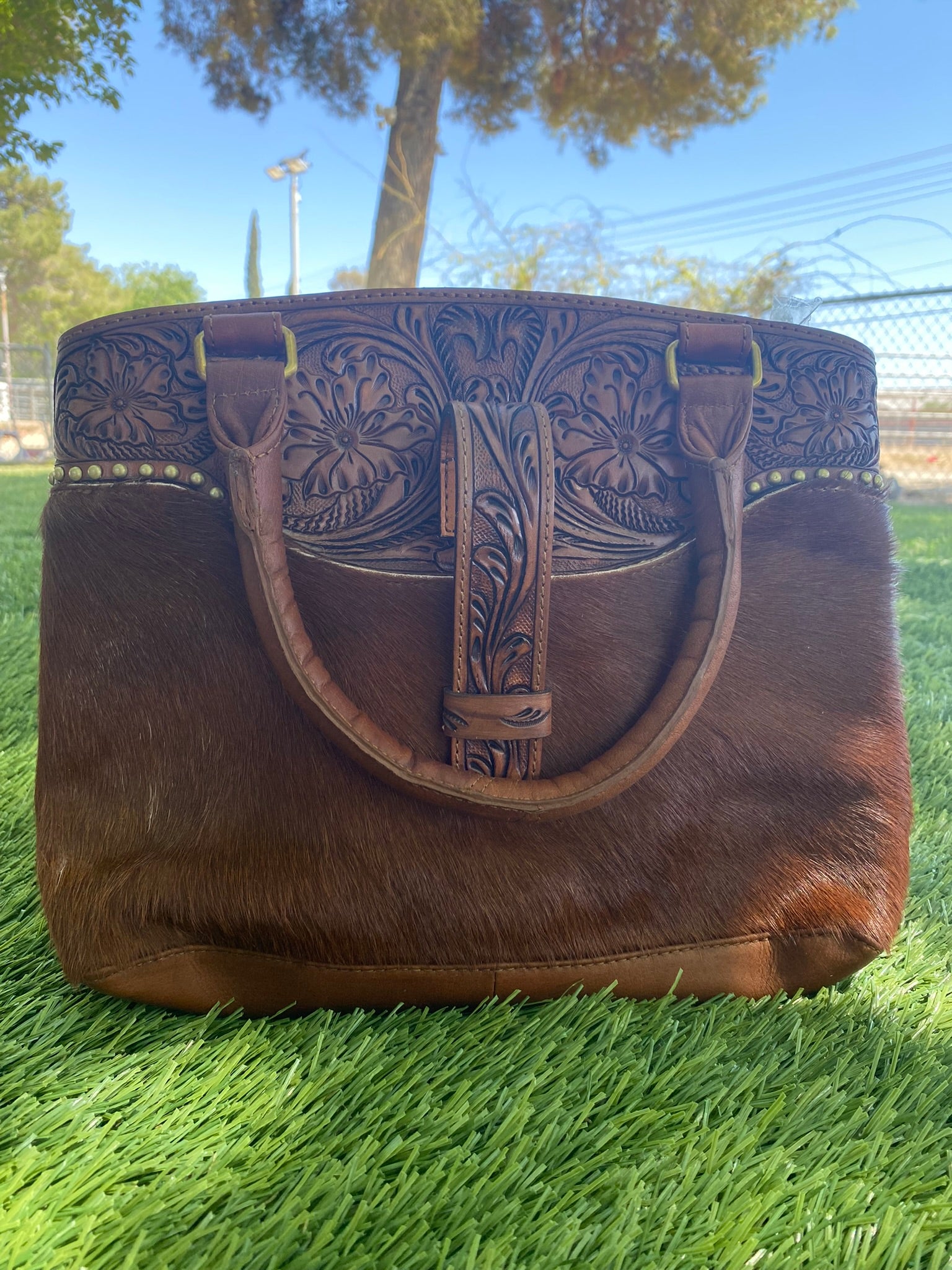 Our BEST SELLING crossbody! short-hair brindle cowhide crossbody - rich brown satin liner - fashion adorable!