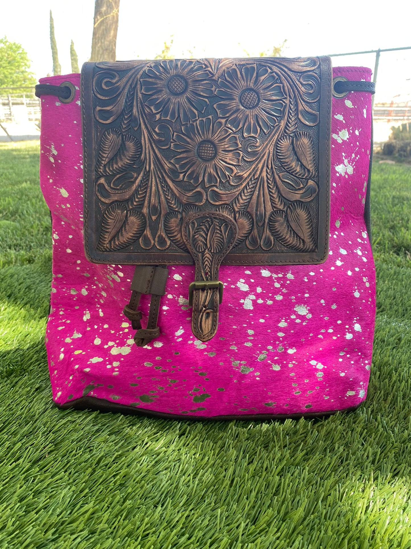 Hot Pink Cowhide Backpack