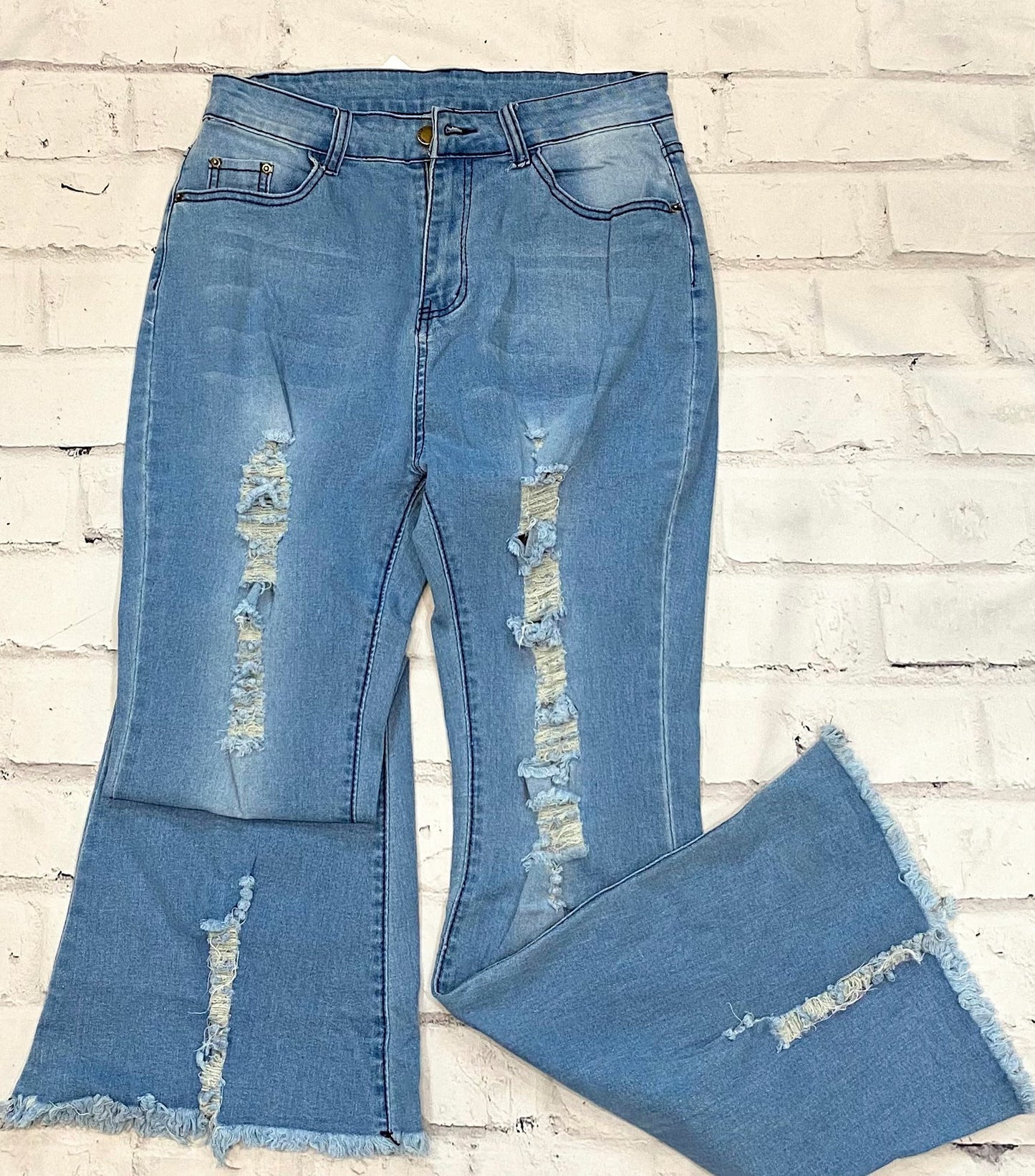 High Waist Destroyed Jeans