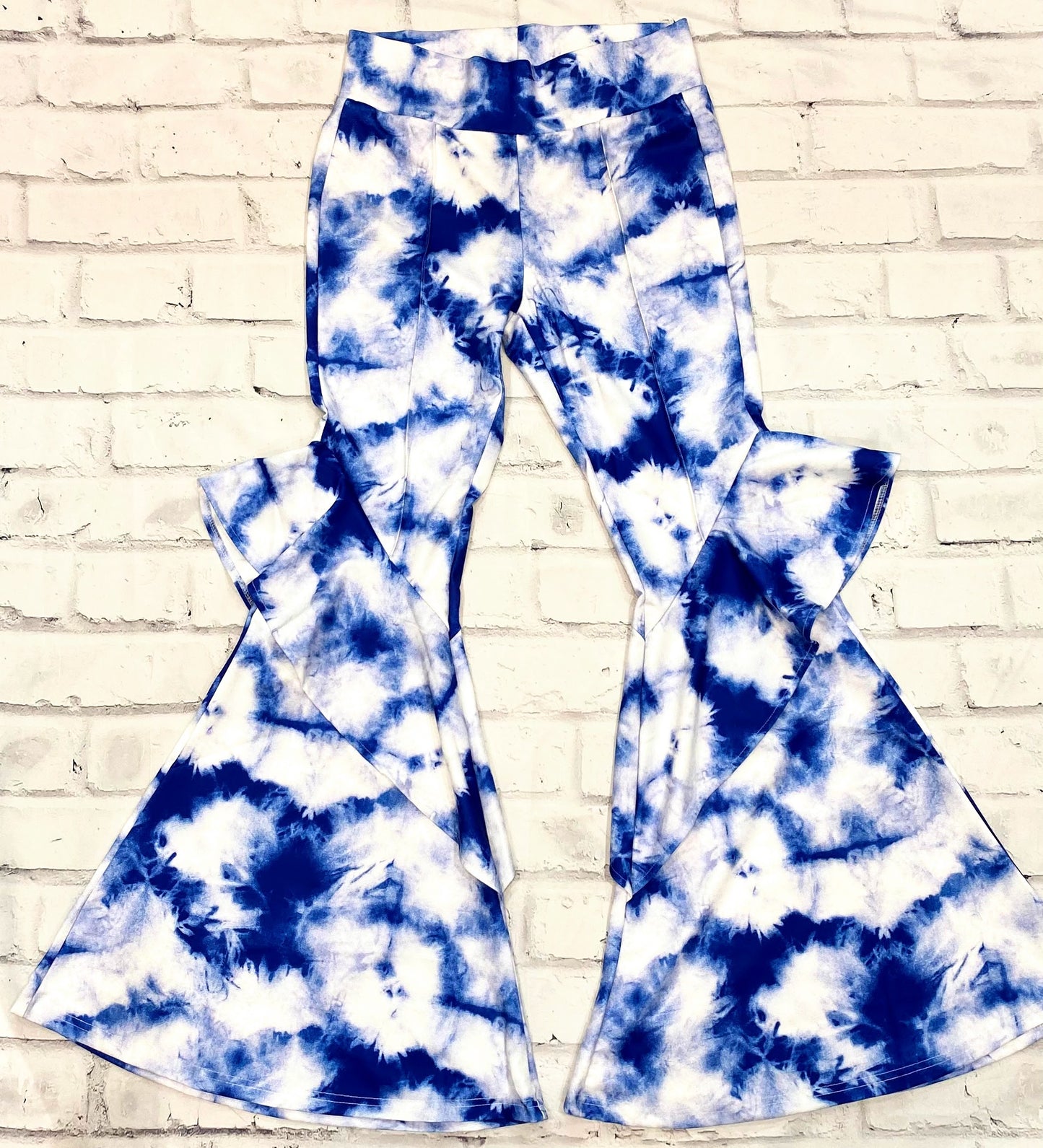 High Waist Blue Tie Dye Pants